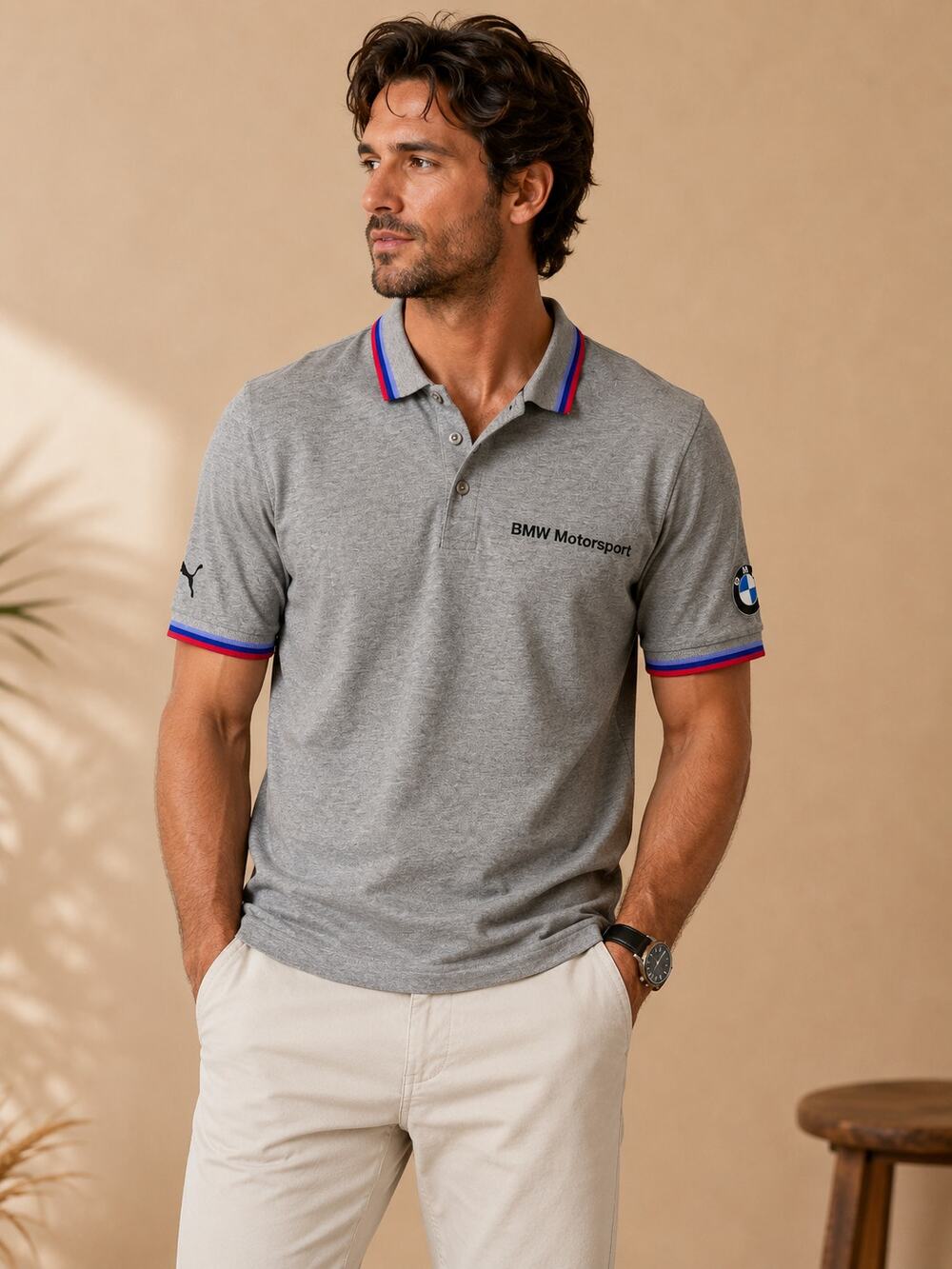 PUMA BMW Motorsport Polo Shirt Small Gray Performance Golf Shirt Automotive Work